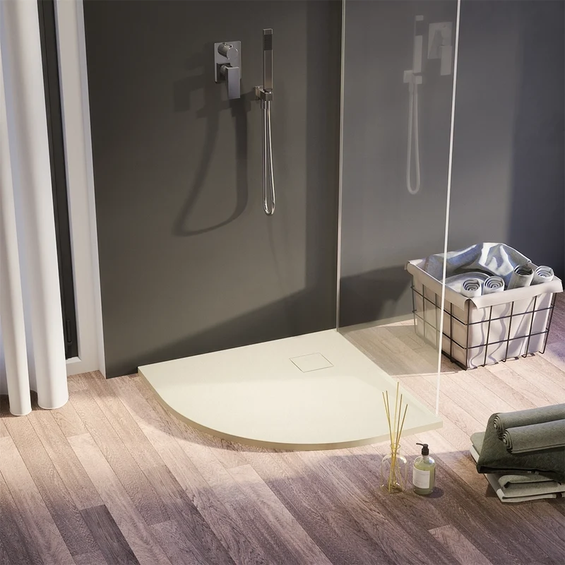Piatto doccia 80x80 cm semicircolare colore avorio effetto pietra | Samos