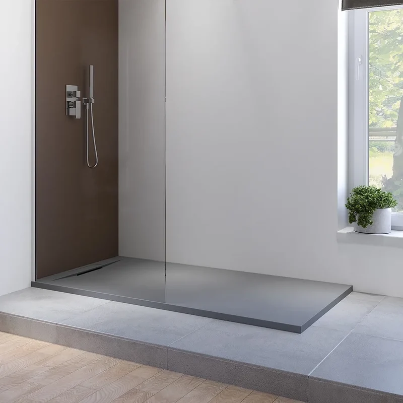Piatto doccia 70x140 cm in marmoresina grigio effetto pietra | Paros