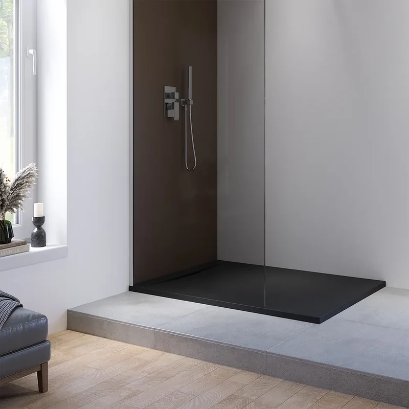 Piatto doccia 80x90 cm in marmoresina nero effetto pietra | Paros
