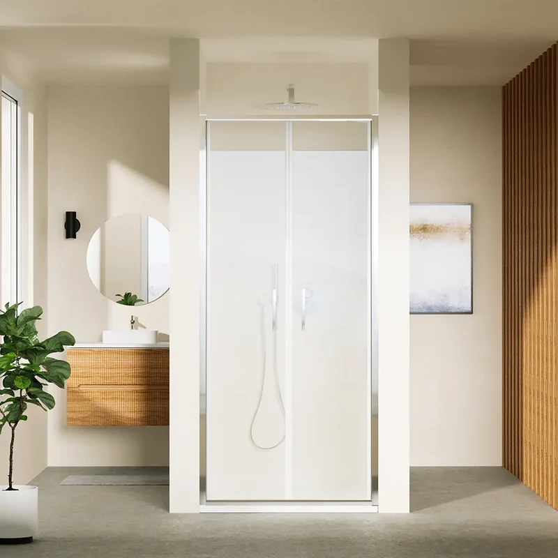 Porta doccia 100cm con apertura saloon profili slim cromati vetro 6mm trasparente h190 | Portofino