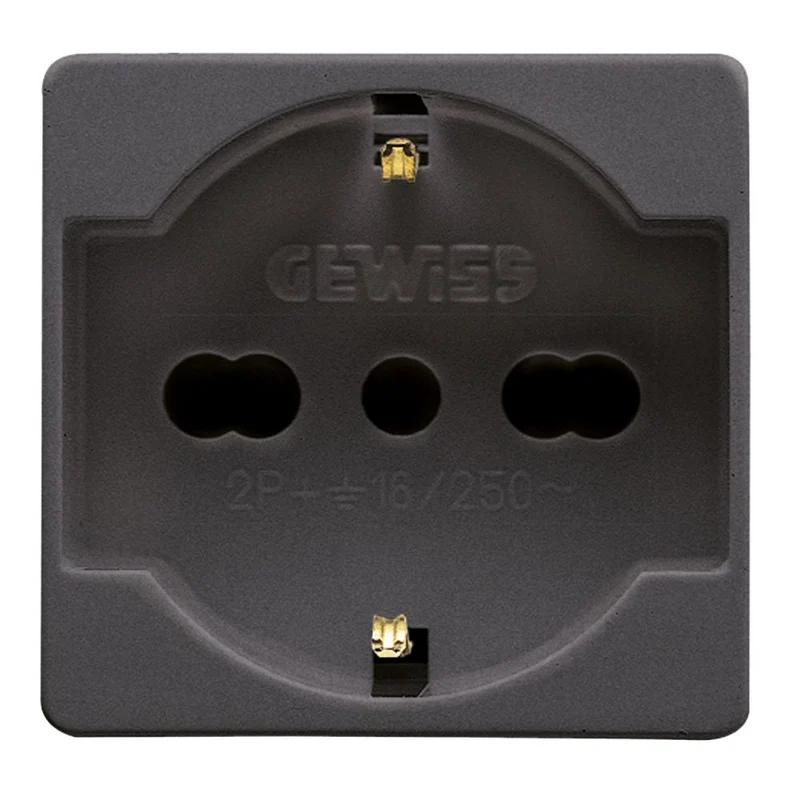Presa Bivalente P40 Italo/Tedesca 2P+T 16A Gewiss Nero 2 Moduli – GW21246