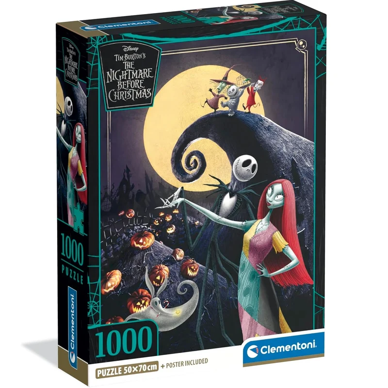 Clementoni- Puzzle 1000pz The Nightmare Before Christmas + Poster Incluso