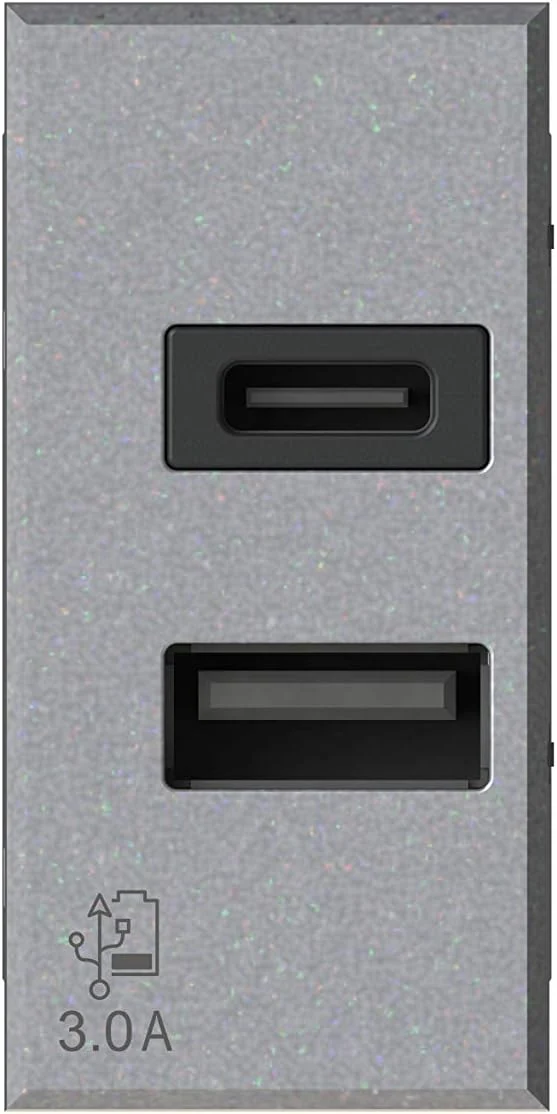 Alimentatore USB 4Box 3A 2 Uscite Type-A e Type-C per BTicino Axolute Tech – 4B.HC.USB.30