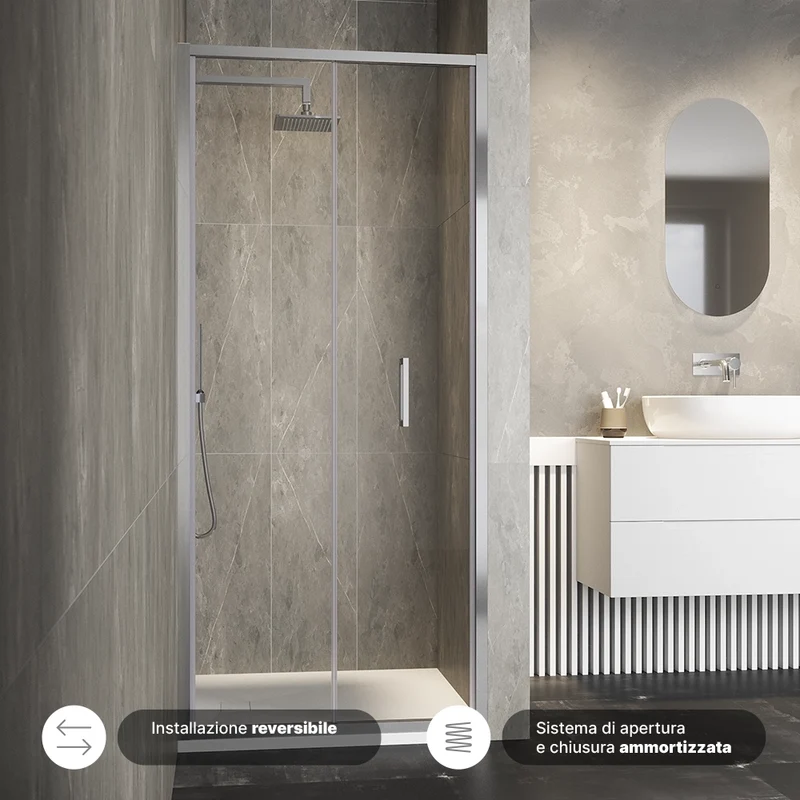 Porta doccia 80cm apertura a libro vetro 6mm trasparente | Aruba