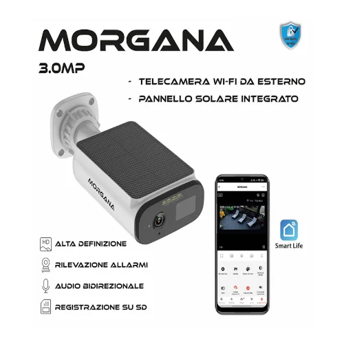 Europe Net Telecamera da Esterno Solare Morgana Tuya Wi-Fi 3MP