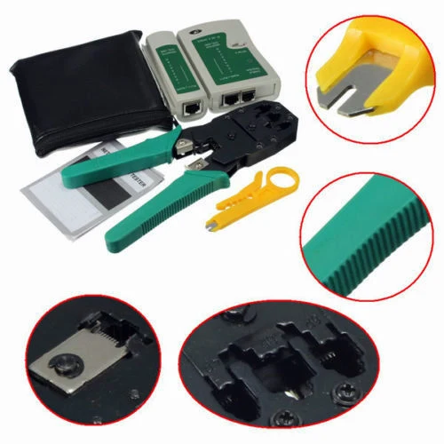 Tester Cavo Di Rete Lan Rj45 Rj12 Rj11+ Pinza Crimpatrice Plug Ethernet Custodia