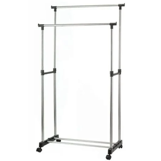 Stand Appendiabiti Doppio Con Ruote Stender Regolabile In Altezza 80X40X160 Cm