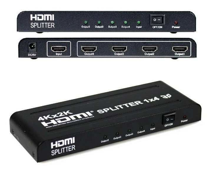 Splitter Hdmi 1.4 1080P 3D 4K Full Hd 4 Uscite Alta Risoluzione - Dvd Tv Ps4 Pc
