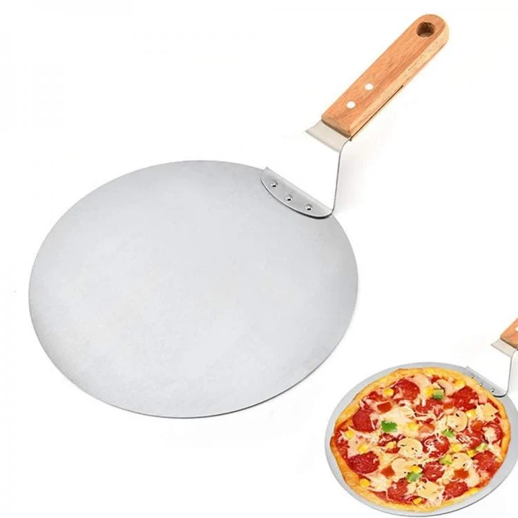 Spatola Per Pizza Manico Di Legno Pala Rotondo Paletta Acciaio Forno | Ø 20.5