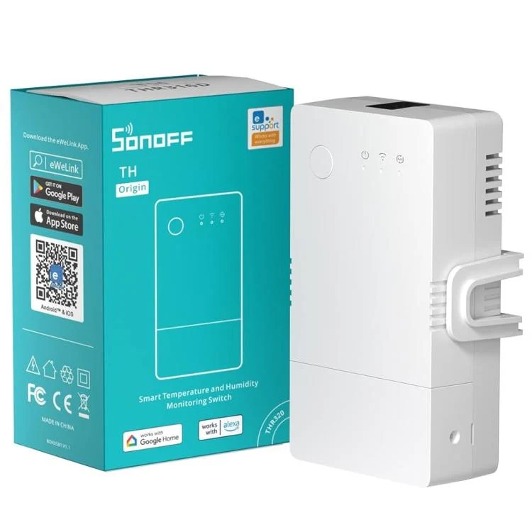 Sonoff Thr316 Th Origin Smart Wifi Interruttore Temperatura Umidità Alexa Google