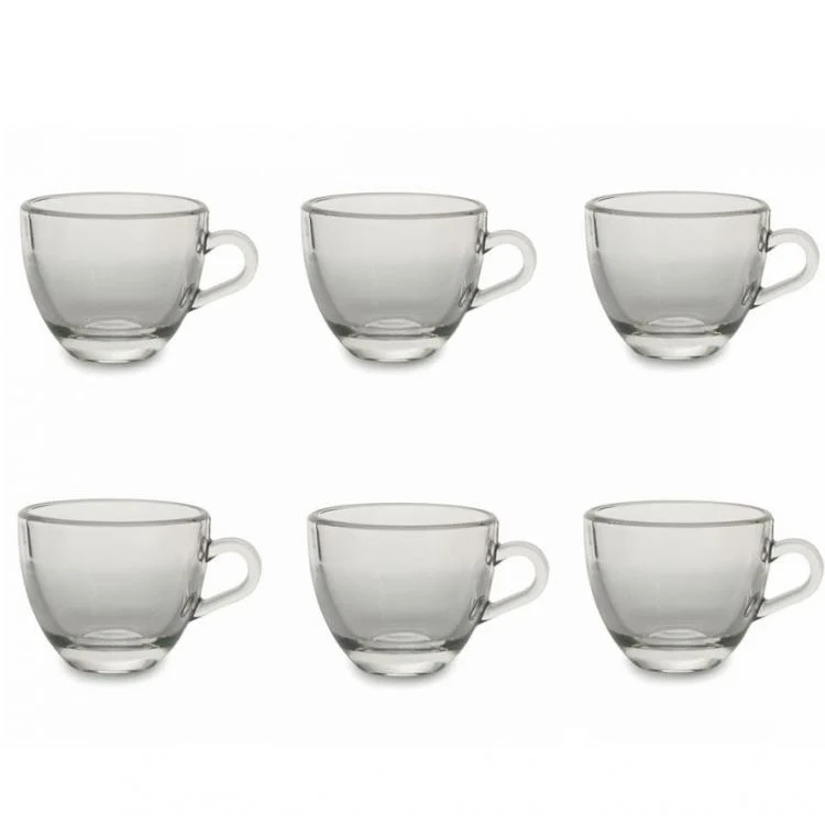 Set Servizio 6 Tazzine Tazze Da Caffè Bar Colazione Trasparente Ceramica 6X7Cm