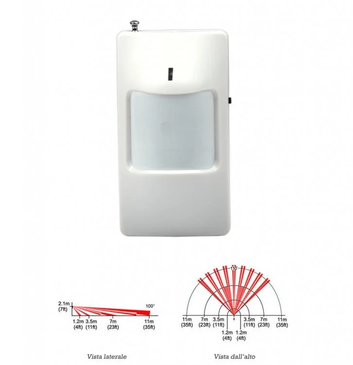 Sensore Di Movimento Pir Volumetrico Wireless Allarme Antifurto Freq. 315/433Mhz