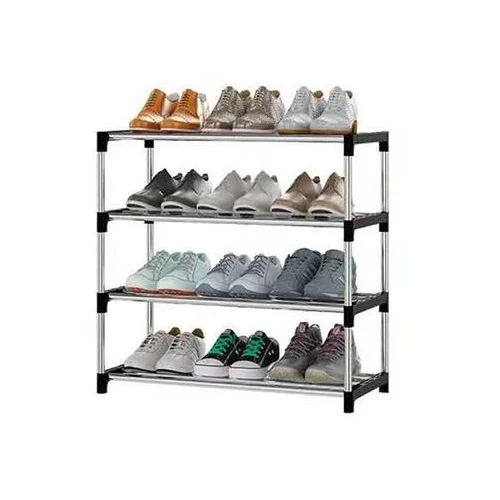 Scarpiera 4 Ripiani Salvaspazio Scaffale Portaoggetti Portascarpe 60 X 30 X 55Cm