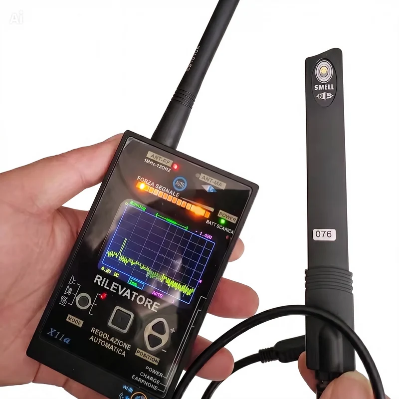(X11) Rilevatore Professionale RF 100MHz-12GHz con Analizzatore di Spettro – Dispositivo per Tutela Privacy per Microspie, Telecamere Nascoste, Tracker GPS, Campi Elettromagnetici