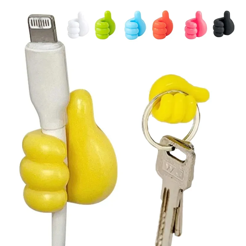 (ZSZ116)Supporto universale adesivo a forma di pollice per cavo smartphone portachiavi da auto ufficio set 10 pezzi colori diversi