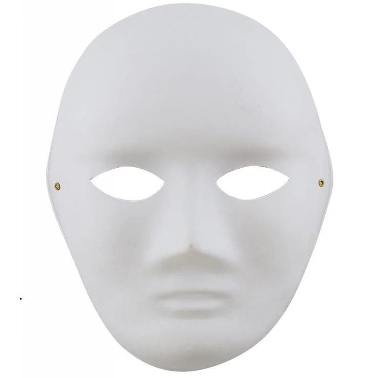 Maschera Bianca Viso Intero In Carta Per Dipengere Carnevale Teatrale Uomo Donna