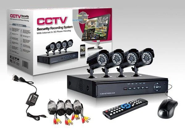 Kit Videosorveglianza 4 Telecamera Infrarossi + Dvr + Alimentatore Cavi Completo