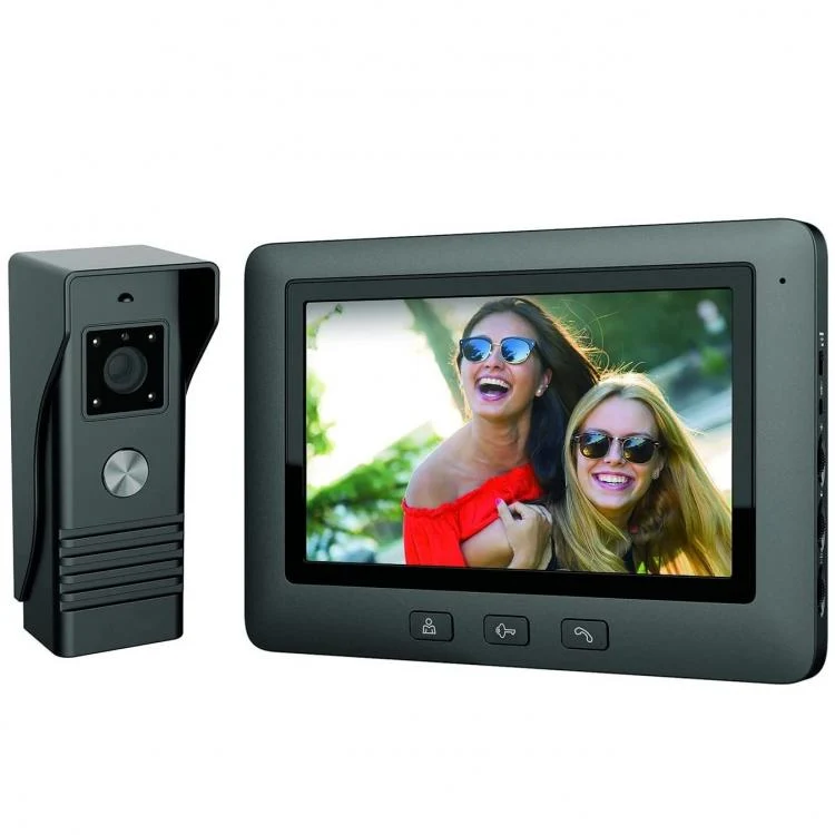 Kit Videocitofono Monofamiliare Mono Monitor 7'' Telecamera Apriporta | Nero