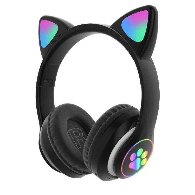 Cuffie Bluetooth Wireless Gaming Auricolare Led Orecchie Gatto Iphone Smartphone