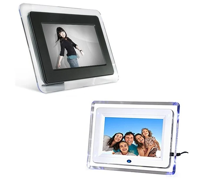 CORNICE DIGITALE 7 USB FOTO VIDEO MONITOR MP3 JPG SD AVI TELECOMANDO BIANCA NERA