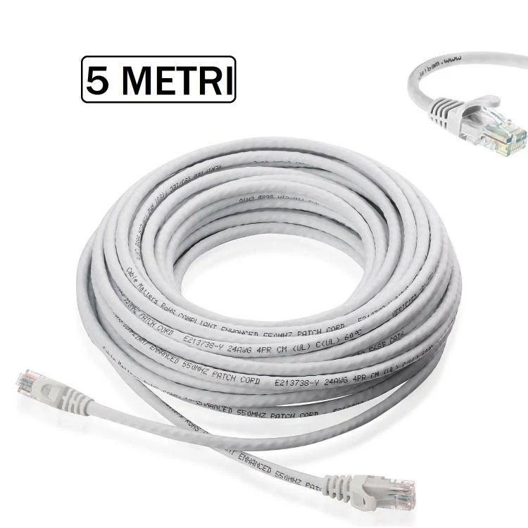 CAVO ETHERNET DI RETE LAN INTERNET RJ45 CAT5 5M METRI MODEM ROUTER FILO COMPUTER