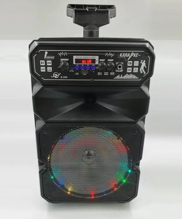 CASSA KARAOKE LED AMPLIFICATA TROLLEY BLUETOOTH USB SD CON MICROFONO TELECOMANDO
