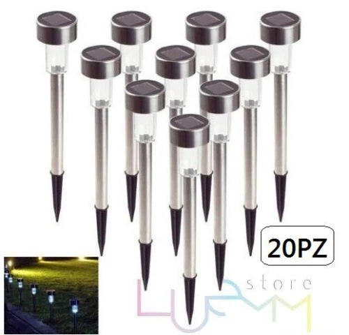 20 Lampade Paletti LED Luci da Giardino con Pannello a Energia Solare Segnapassi