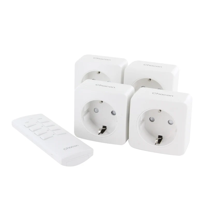 Set of four On/Off mini sockets and 4-channel remote control 2300W
