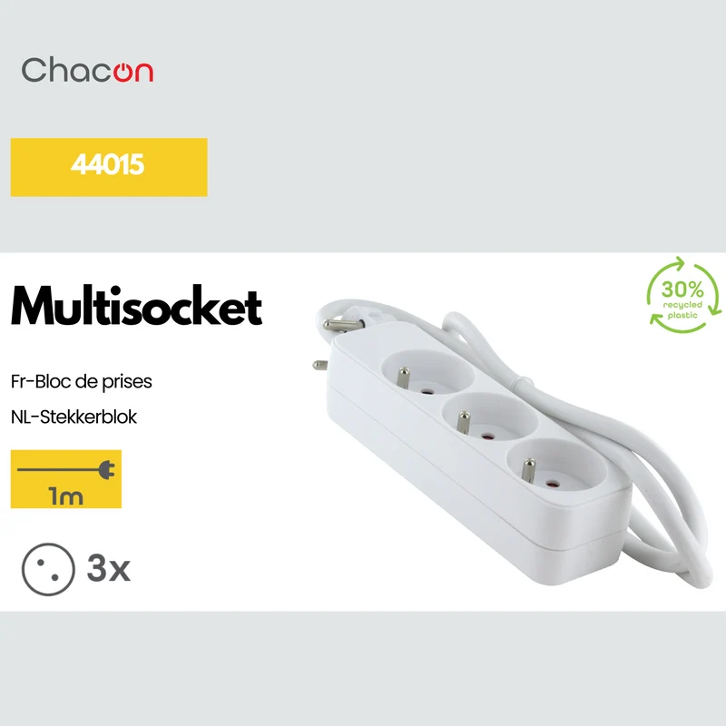 White power strip 3 x 16 A - 1 m