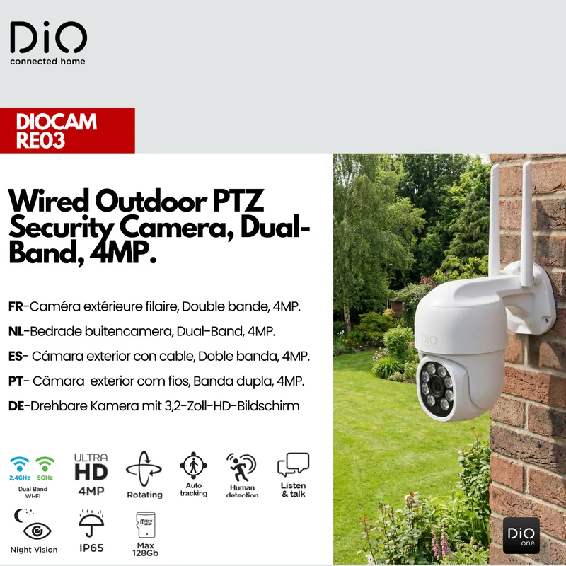 4MP Wired Outdoor Rotating Camera, Dual Band