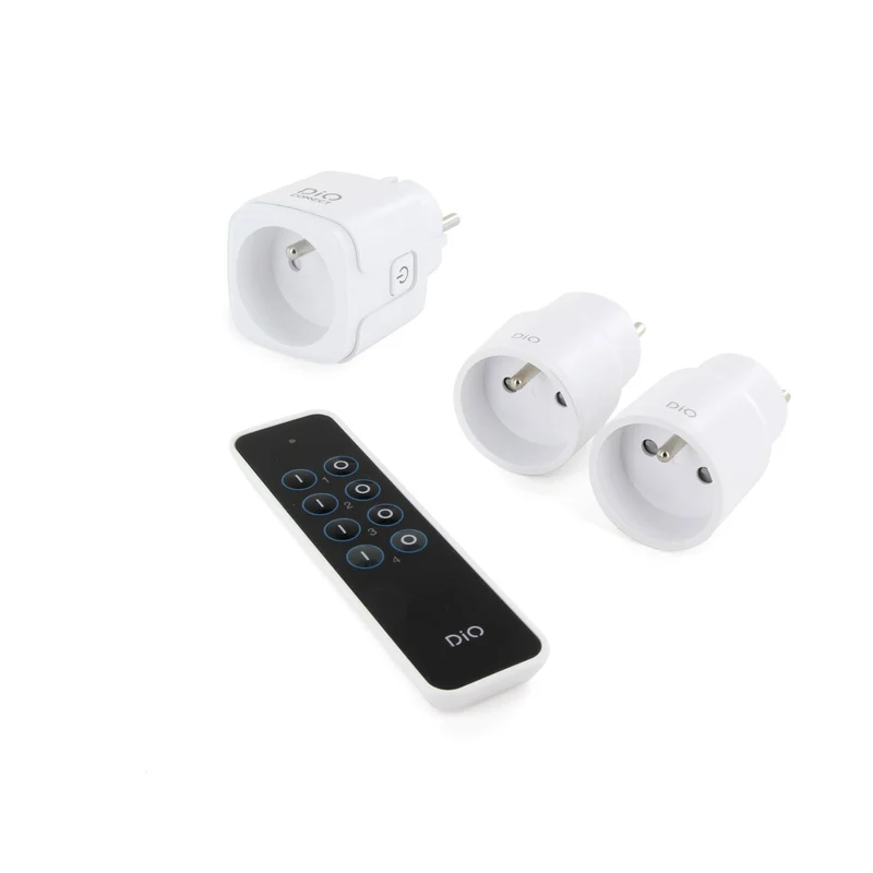 Kit of 2 ON/OFF sockets and DiO remote control + DiO Connect socket - WiFi + 433 MHz