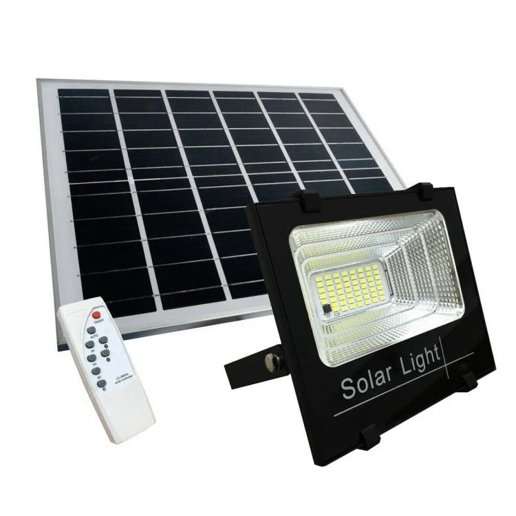 Faro Faretto A Led 100W Smd Con Pannello Solare Sensore Crepuscolare Telecomando