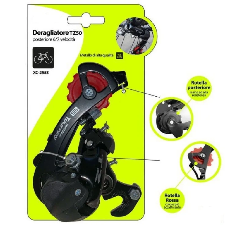 Deragliatore Posteriore Tz50 Bicicletta Per Cambio Shimano Tourney Bici 6/7 Mtb