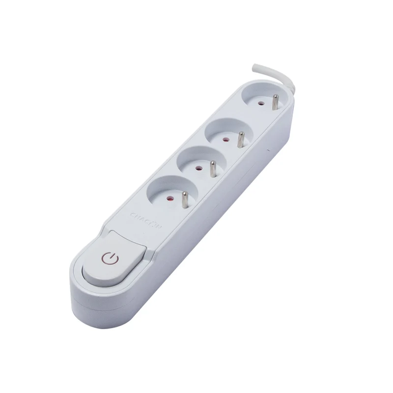 Stylish power strip with switch, white - 4 x 16 A - 1.5 m