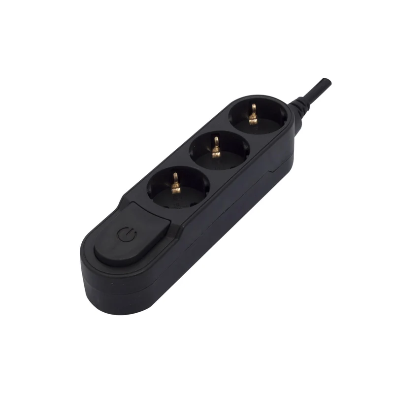 Stylish power strip 3 x 16 A with switch - 1.5 m - Black (SCH)
