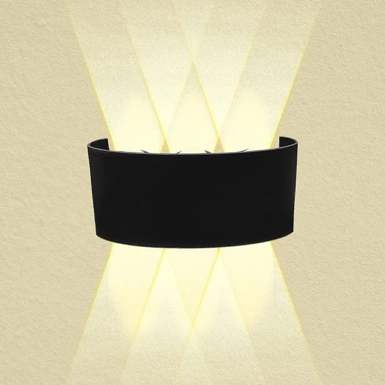 APPLIQUE A PARETE LED NERO 18W LUCE CALDA 3000K INT/ESTERNO UP&DOWN IMPERMEABILE