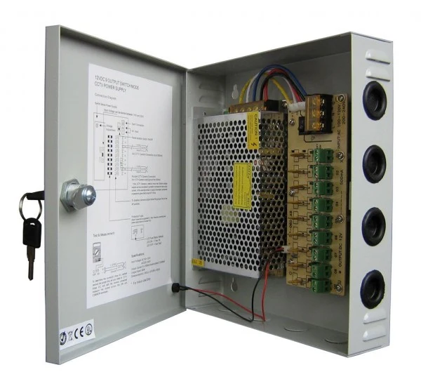 Alimentatore Box 9 Canali Per Telecamere Stabilizzato Kit Cctv 12v Centralina