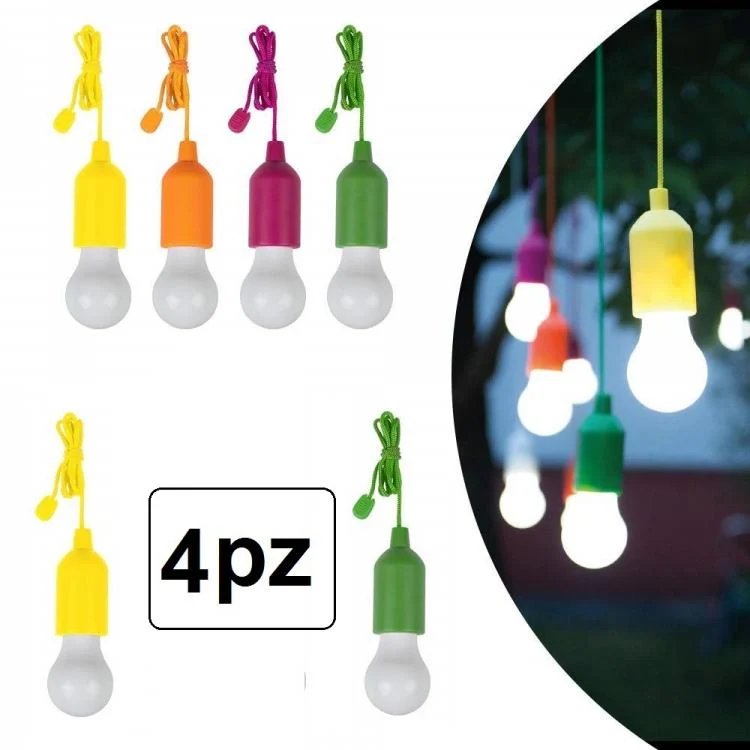 4x LAMPADINA CLICK CORDA LUCE BIANCA LED DA CAMPEGGIO ARMADIO CASA NATALE CATENA