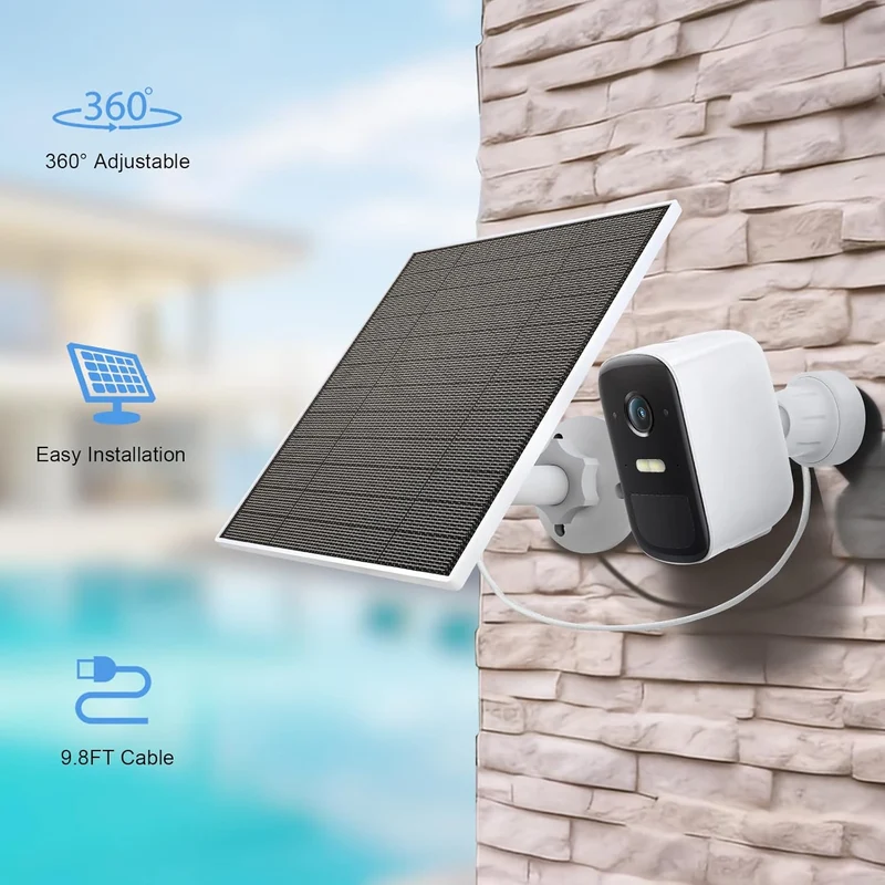 Pannello solare per telecamera esterna Eufy compatibile con pannello solare ad alimentazione continua Eufycam con cavo di ricarica da 9,8 piedi