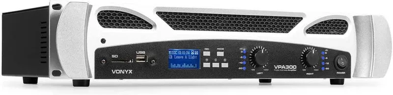 Vonyx VPA300 2x 150 W Amplificatore con Bluetooth e lettore MP3
