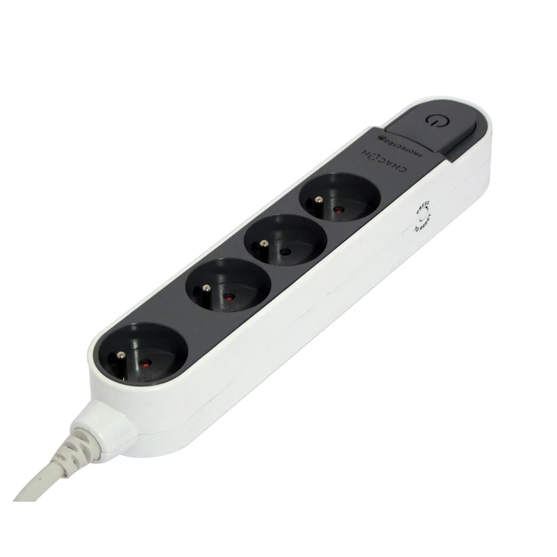 Stylish surge protection unit with switch 4 x 16 A - 1.5 m - Dark grey