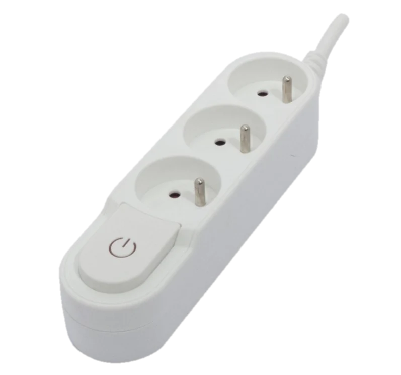 Stylish power strip 3 x 16 A with switch and flat plug - 1.5 m - White