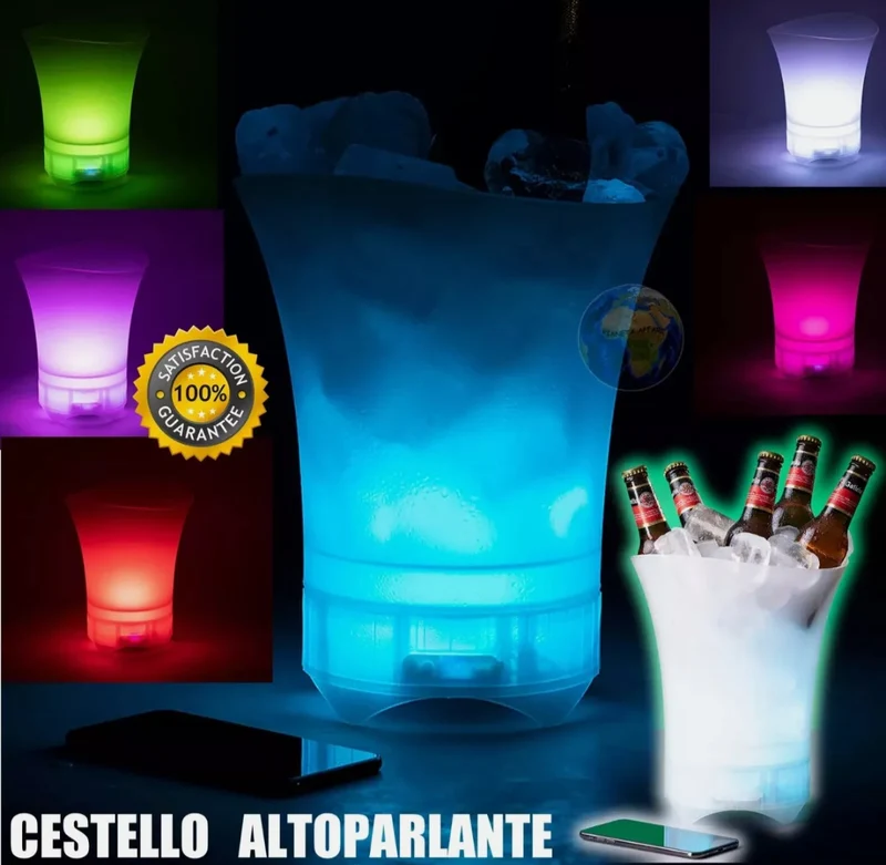 Secchiello Ghiaccio Bluetooth con luci LED per Eventi, Feste