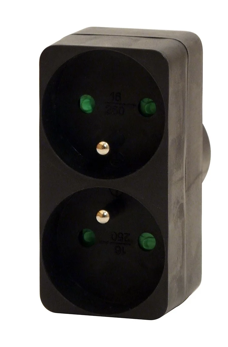 Black terminal block - 2 x 16 A