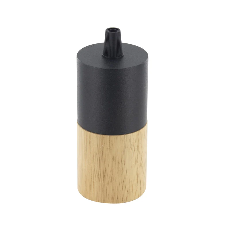 Bi-material wood/metal lamp holder, black
