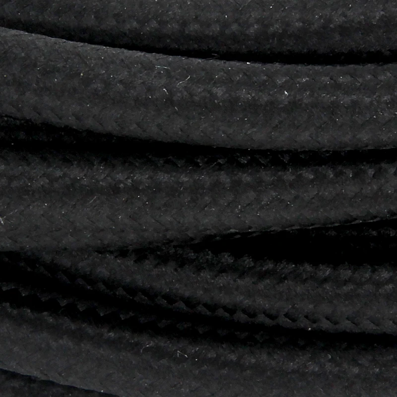 Black fabric cable with switch, - 2 m