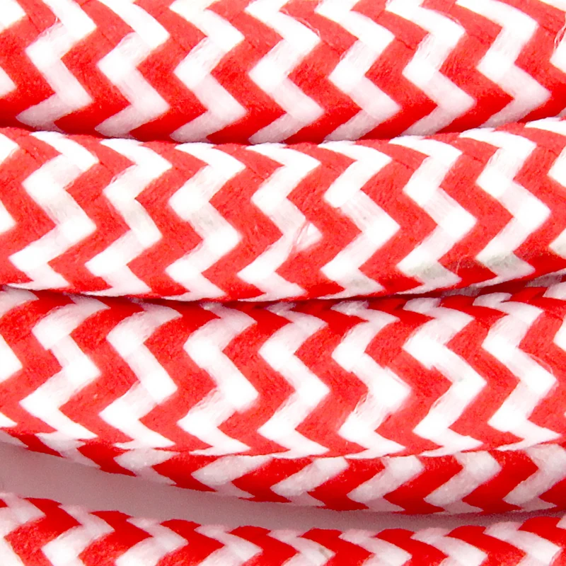Two-tone fabric cable with switch, 2 m - Red/White