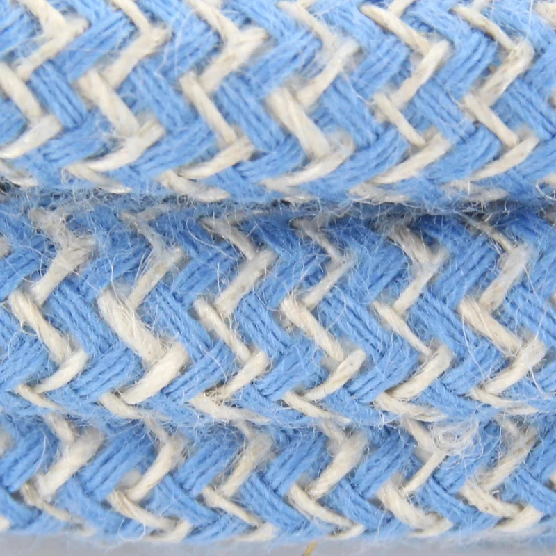 Zigzag cotton fabric cable, steward blue and natural linen - 3 m