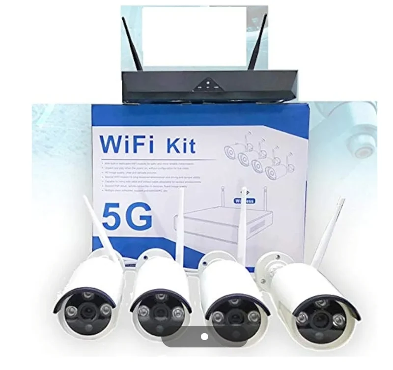 Kit telecamere VIDEOSORVEGLIANZA WIRELESS FULL HD 4 CANALI WIFI REMOTO IP 5G DVR NVR LAN