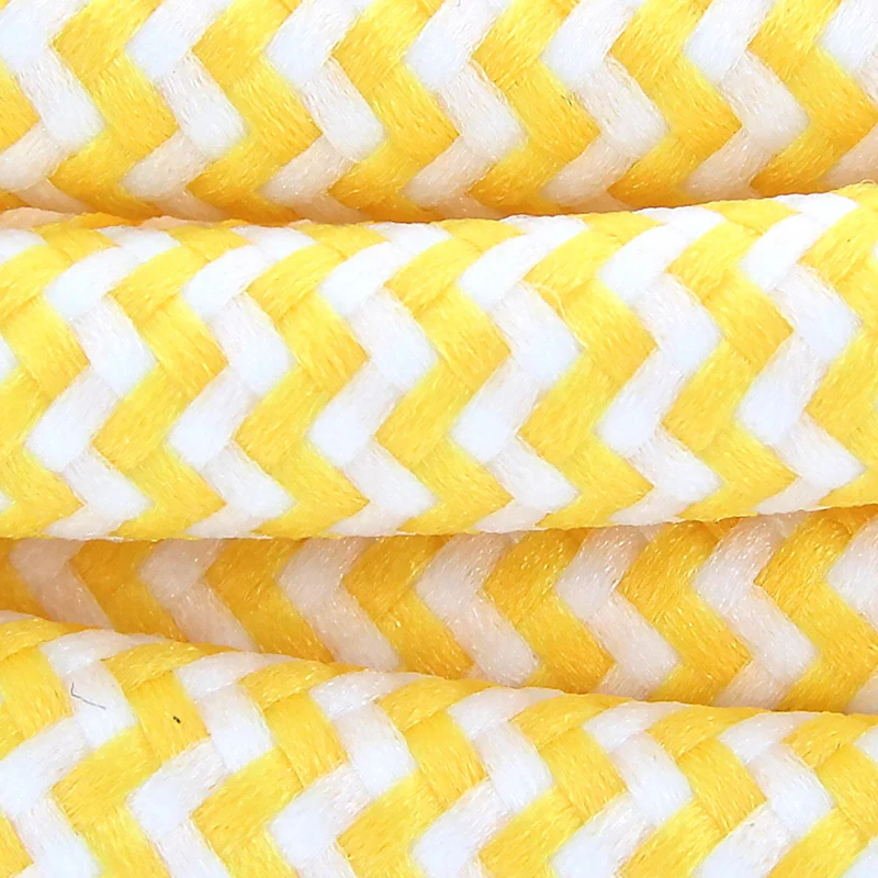 Yellow and white zigzag fabric cable, 3 m